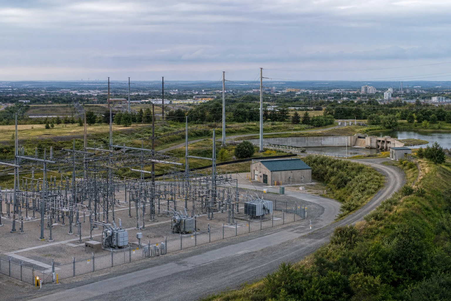 Electrical and civic infrastructure integrated across a regional landscape